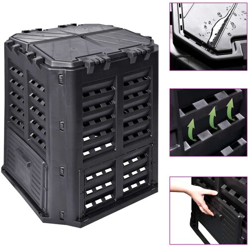 VidaXL Vrtni kompostnik črn 68,9x68,9x83,9 cm 360 L Slike