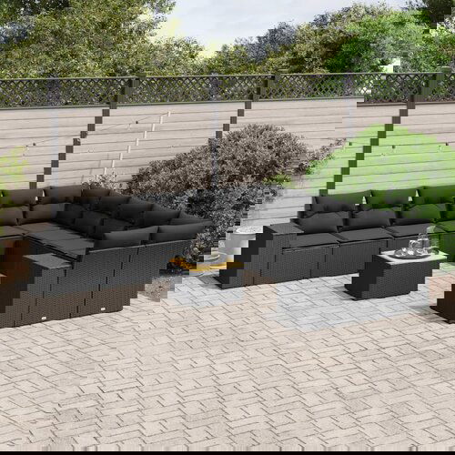 vidaXL 11-dijelni set vrtnih sofa od poliratana s jastucima crni Cijene