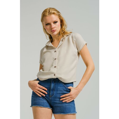 armonika Women's Cream Short Sleeve Shirt Slike