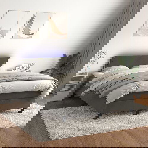 The Living Store Box spring postelja z vzmetnico LED temno siva 120x200 cm žamet - Box Spring Postelja, (21488666) Slike