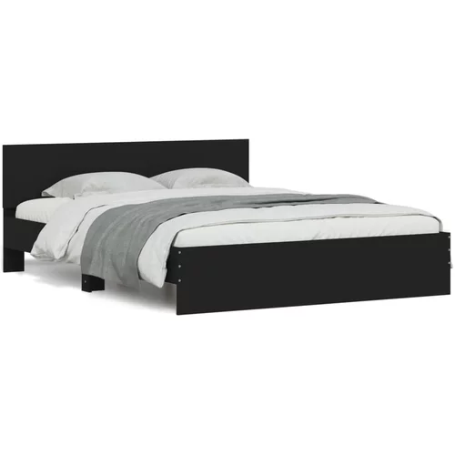  Okvir za krevet s uzglavljem i LED crni 150x200 cm