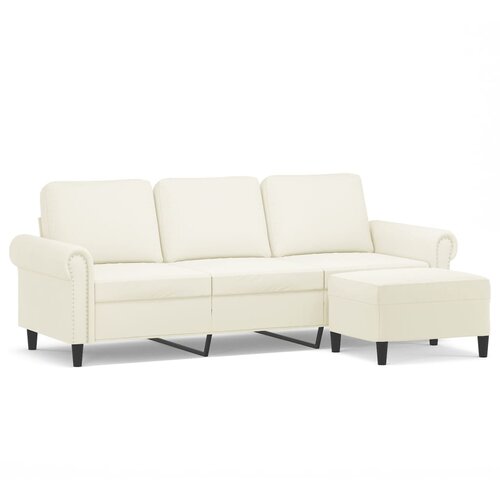 vidaXL Trosjed s tabureom krem 180 cm baršunasti Cijene