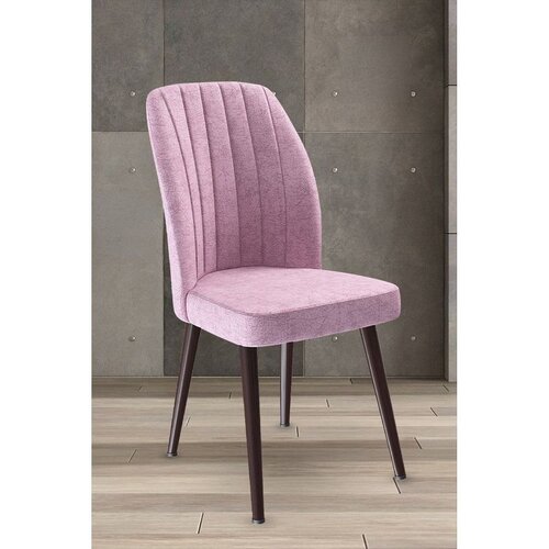 Hanah home set trpezarijskih stolica Platinum 6 kom, roze tkanina Jerry, braon metalne noge Cene