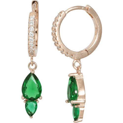 J&B Jewelry J&B Jewellery 925 Srebrne Alke 0035 - Rose Gold CZ green Slike