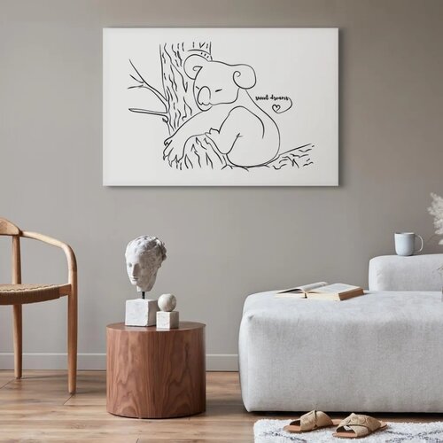  Slika - Quiet Charm of Nature (1-part) - Sleeping Koala in Black and White 120x80 Premium Print Slike