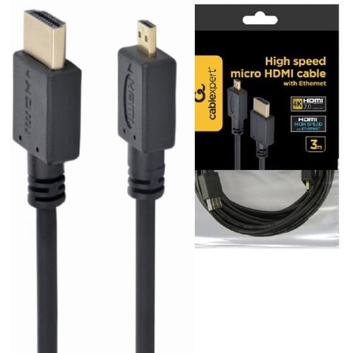 Gembird CC-HDMID-10 HDMI male to micro D-male black kabl 3m kabal Cene