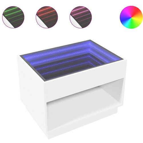  Stolić za kavu s beskonačnim LED svjetlima bijeli 70x50x50 cm Slike