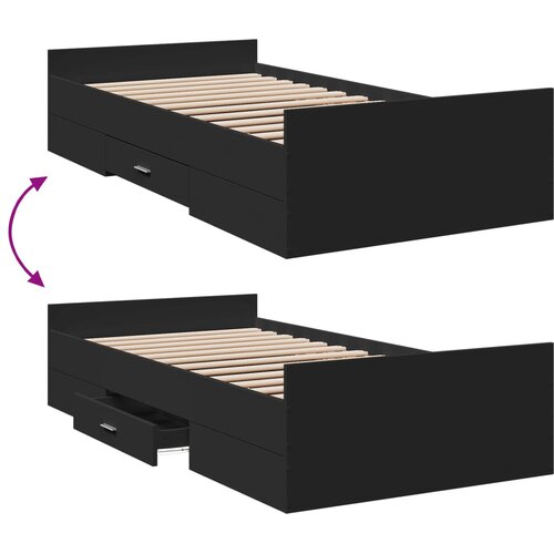  Okvir kreveta s ladicama crni 75 x 190 cm konstruirano drvo Slike