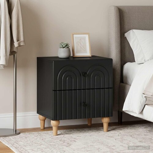 Noćni ormar 2 pcs Crna 43 x 34,5 x 48 cm Konstruirano drvo Cijene