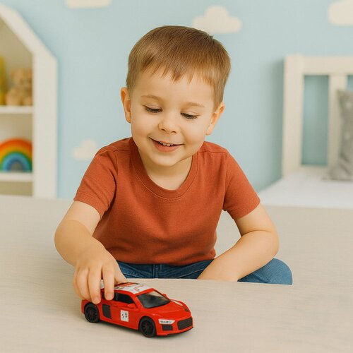 SPORTS Car Metal Pull Back Lights Sounds Red 1:43 Slike