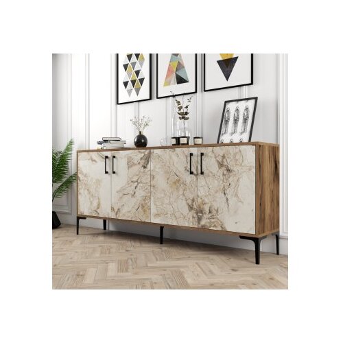 Hanah home komoda kiev walnut white marble Slike