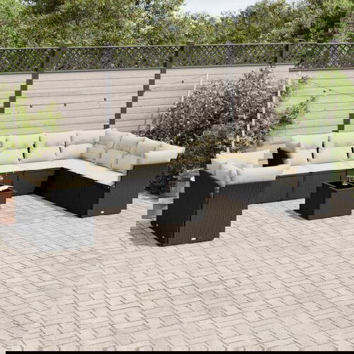 vidaXL 11-dijelni set vrtnih sofa od poliratana s jastucima crni Cijene
