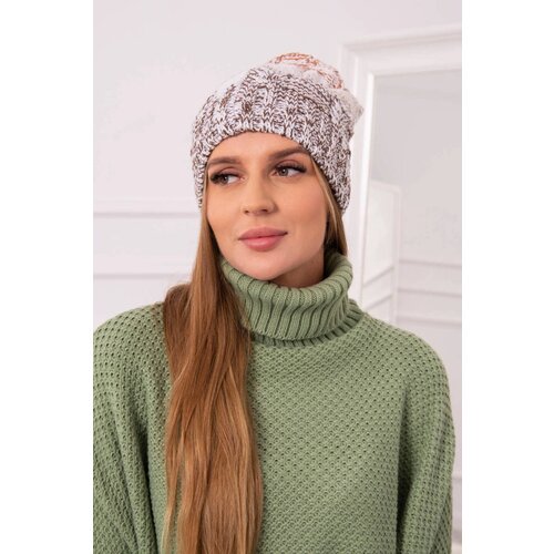  Cap with fleece Dolores K303 brown+white+red Slike