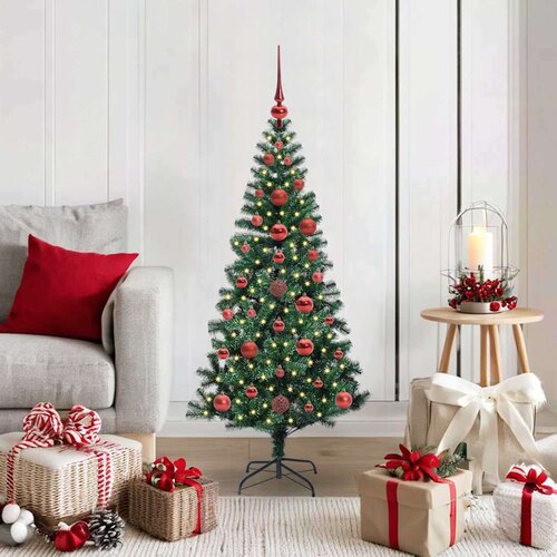 vidaXL Umjetna preddekorirana božićna jelka Zelena 120cm PVC in kovina Cene