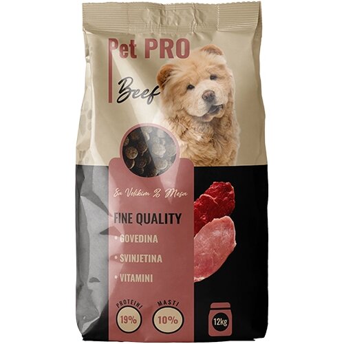 Pet Pro BEEF kompletna suva hrana za odrasle pse sa govedinom i svinjetinom 12kg Cene