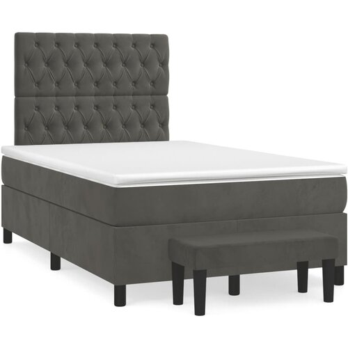VidaXL Krevet box spring s madracem tamnosivi 120 x 190 cm bar&amp;scaron;un Slike