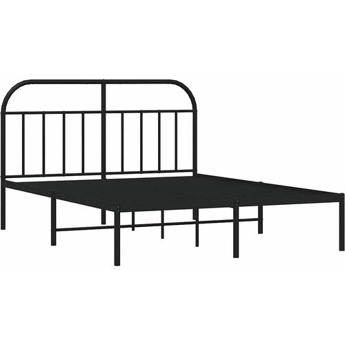  Metalni okvir za krevet s uzglavljem crni 150x200 cm Slike