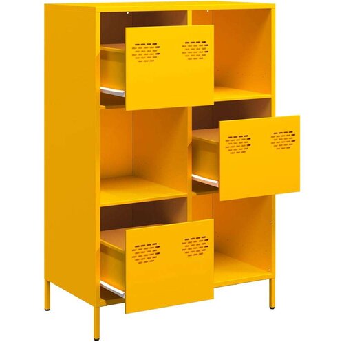 VidaXL Visoka omara gorčično rumena 68x39x103,5 cm jeklo Slike
