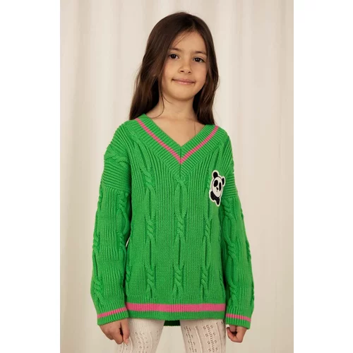 Mini Rodini Otroški bombažen pulover zelena barva