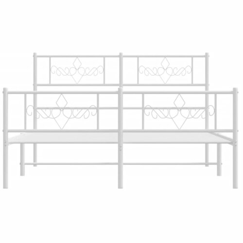  Metalni okvir kreveta uzglavlje i podnožje bijeli 120x200 cm Slike
