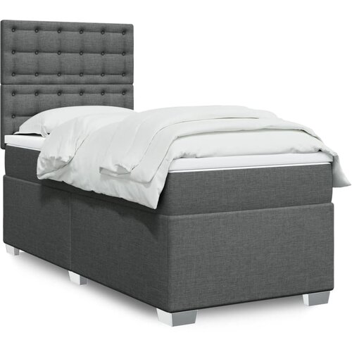 vidaXL Box spring postelja z vzmetnico temno siva 90x190 cm blago Cene