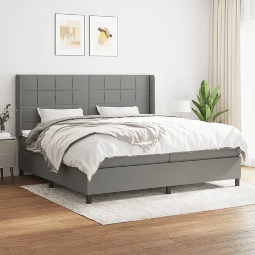 The Living Store Box spring postelja z vzmetnico temno siva 200x200 cm blago - Box Spring Postelja, (21517049)