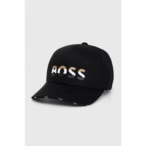 Boss Pamučna kapa sa šiltom boja: crna, s aplikacijom