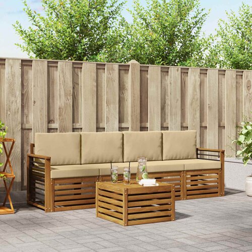  Set vanjskih sofa 5 kom. Prirodna i bež Čvrsto drvo akacije Cene