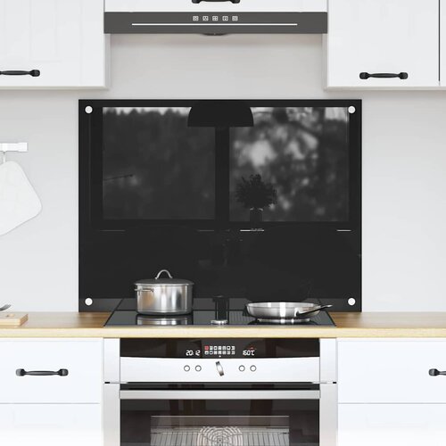 VidaXL Za&amp;scaron;čita za kuhinjo Črna 80 x 60 x 0.8 cm kaljeno steklo Slike