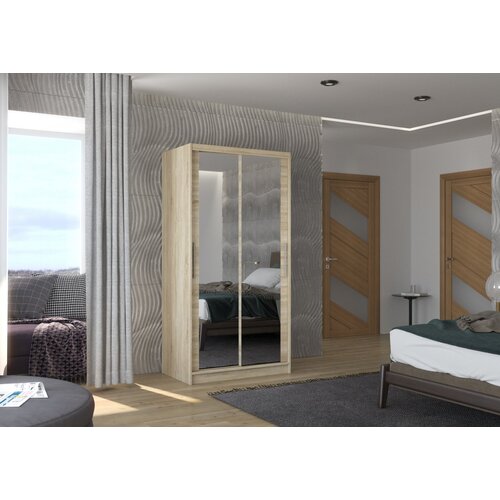 ADRK Klizni ormar s ogledalom NEVIO, 100 cm - SONOMA-SONOMA HRAST Slike