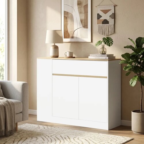  Komoda veliki pretinac za ormar 3 police ladica 106 x 30 x 81 2 cm bijela/drvo Slike