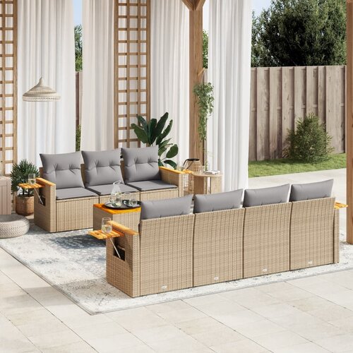 vidaXL 8-dijelni set vrtnih sofa od poliratana s jastucima bež Cijene