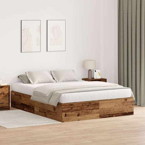  Okvir kreveta za pohranu staro drvo 135x190 cm Slike