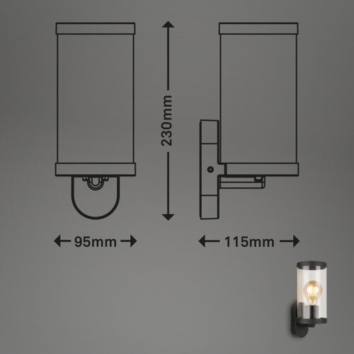 BRILONER 3600-015 - Spolja&amp;scaron;nje zidno svetlo KAIRO 1xE27/12W/230V IP44 crna Slike