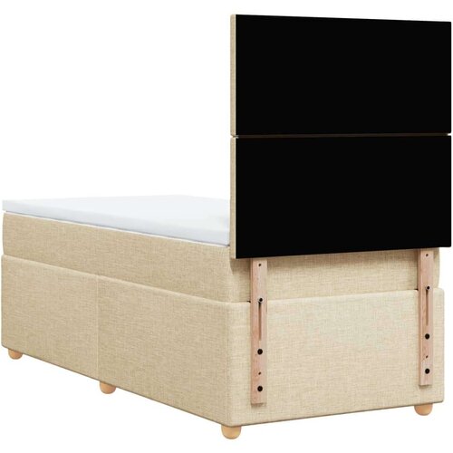 VidaXL Krevet s oprugama i madracem krem 90 x 200 cm od tkanine Slike