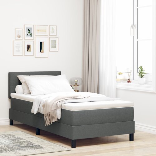 VidaXL Posteljni okvir z vzmetnico Svetlo siva Lan 100 x 200 cm Slike