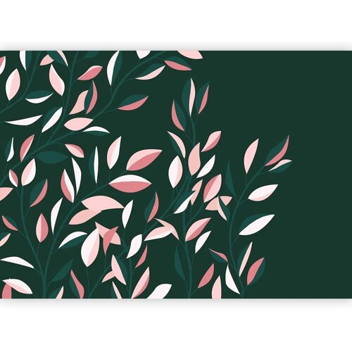  Foto tapeta - Flowering vine - minimalist climbing leaves on a green background 441x315 Slike