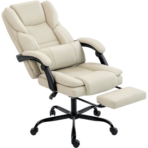 HOMCOM pisarni&scaron;ki stol umetno usnje, večplastna plo&scaron;ča 67D x 65&Scaron; x 111 119V cm Bež, (5000242842) Cene