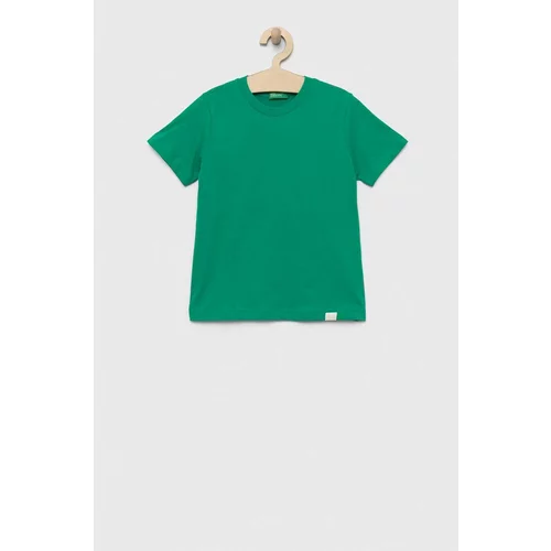 United Colors Of Benetton Dječja pamučna majica kratkih rukava boja: zelena, glatki model