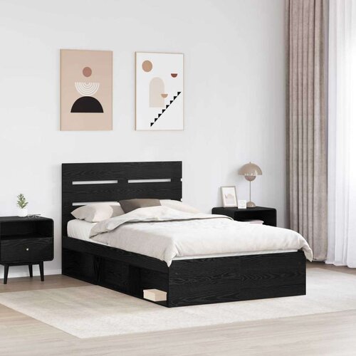  Okvir za krevet Crna 120 x 190 cm Čvrsto borovo drvo Slike