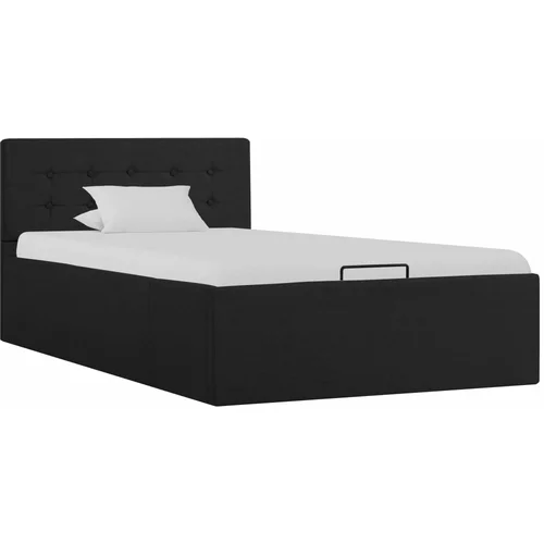 vidaXL dvižni posteljni okvir temno sivo blago 90x200 cm