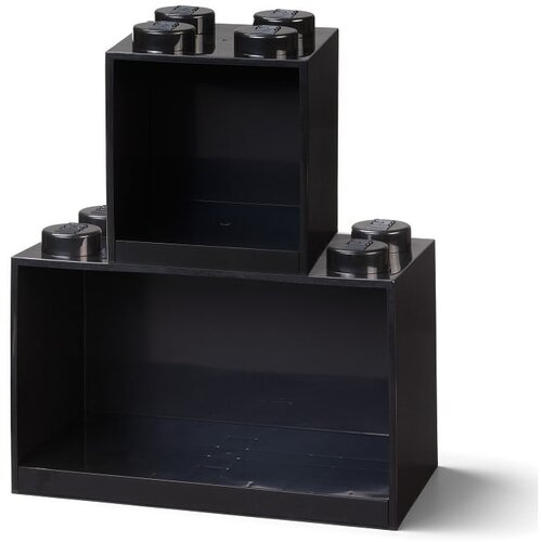 Lego Komplet 2 otroških črnih stenskih polic iz kock LEGO® Cene