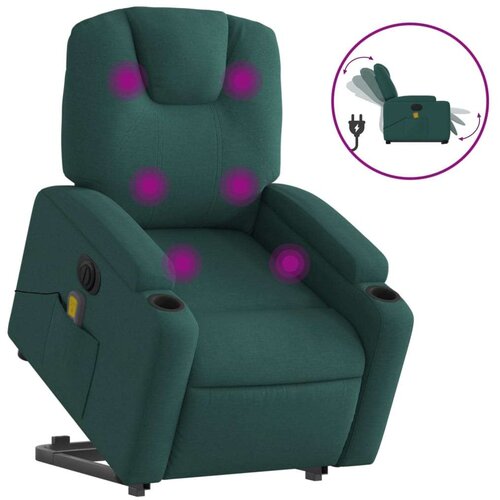  Električni masažni naslonjač na podizanje tkanina tamnozeleni Slike