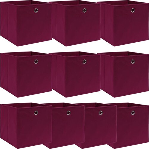 vidaXL Kutije za pohranu 10 kom tamnocrvene 32 x 32 x 32 cm od tkanine Cijene
