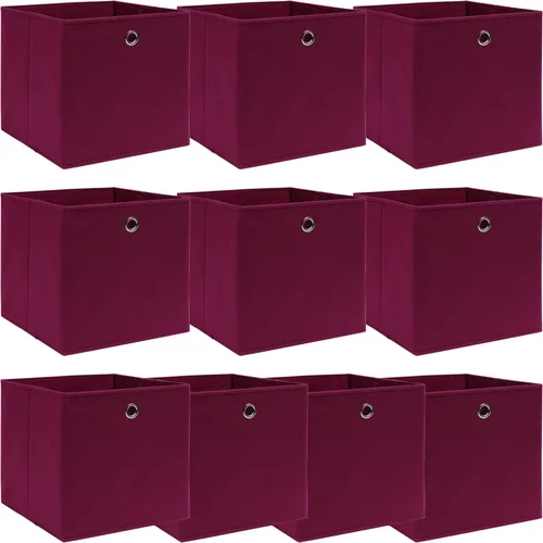 vidaXL Kutije za pohranu 10 kom tamnocrvene 32 x 32 x 32 cm od tkanine