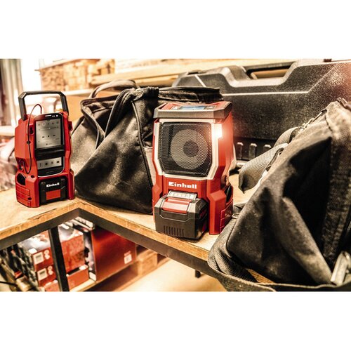 Einhell power X-Change Radio za gradili&amp;scaron;te na bateriju TC-RA 18 Li BT - Solo (Crveno-crne boje, Napon akumulatora: 18 V, Broj baterija: Bez akumulatora, Frekvencija: 87,5 - 108,0 kHz (FM)) + BAUHAUS jamstvo 5 godina na uređaje na električni ili motorni pogon Slike