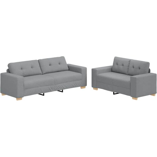  Dvodijelni set sofa s jastucima, svijetlo siva tkanina Slike