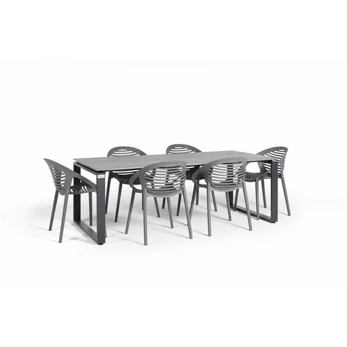 Bonami Selection vrtni blagovaonski set za 6 osoba sa sivim stolicama Joanna i stolom Strong, 210 x 100 cm