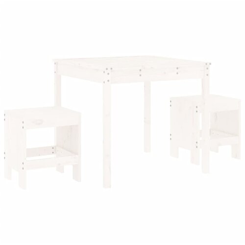  3-dijelni vrtni bistro set bijeli od masivne borovine Slike