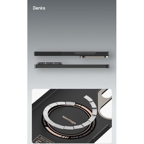 Benks Montage Magnetic Armor Air Kevlar maska s metalnim okvirom za Samsung Galaxy S26 crna Slike